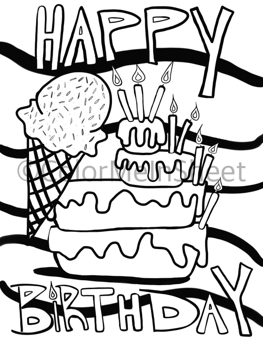Happy Birthday Color Me In Sheet